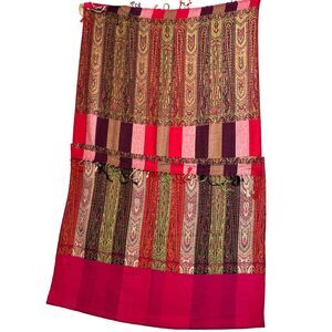 Pashmina  Scarf Wrap Shawl Decorative Panel On Ends Stripes One Side Solid Other
